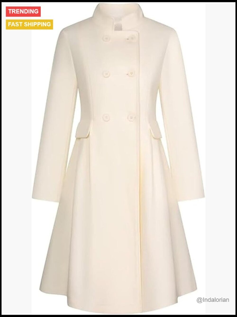 Wool Blend Swing Dress Coat Double Breasted Trench Coat Pea Coat
